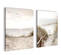 Novart Set de tableaux muraux Plage et mer - COMPLÈTEMENT PRÊT À ACCROCHER - Salon Chambre à coucher Bureau Déco - Plage - N003925a