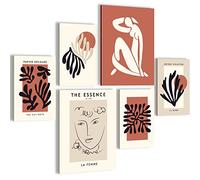 Novart- Tableau Décoration Murale- Abstrait- La Femme- Decoration Chambre Salon- Prêt à être Accroché- 6 Cadres 30x40 & 20x30 cm- Beige- N024363a