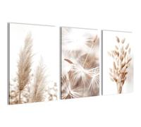 Novart- Tableau Décoration Murale- Boho- Decoration Chambre Salon- Prêt à être Accroché- 3 Cadres de 40x60 cm- Beige- N008936a