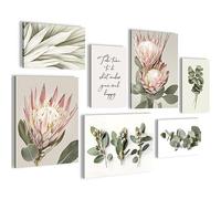 Novart- Tableau Décoration Murale- Boho- Feuiles d'olive- Decoration Chambre Salon- Prêt à être Accroché- 7 Cadres de 30x40 & 20x30 cm- Vert- N028071a