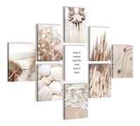 Novart- Tableau Décoration Murale- Boho- Futur is better- Decoration Chambre Salon- Prêt à être Accroché- 9 Cadres de 20x25 cm- Beige- N025291a
