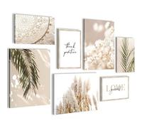 Novart- Tableau Décoration Murale- Boho- Love Yourself- Decoration Chambre Salon- Prêt à être Accroché- 7 Cadres de 30x40 & 20x30 cm- Beige- N005871a