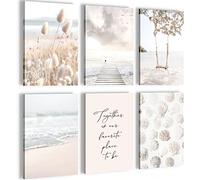 Novart- Tableau Décoration Murale- Boho- Place to be- Decoration Chambre Salon- Prêt à être Accroché- 6 Cadres de 20x30 cm- Beige- N023464a