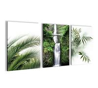 Novart- Tableau Décoration Murale- Cascade- Decoration Chambre Salon- Prêt à être Accroché- 3 Cadres de 30x40 cm- Vert- N004135a