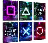 Novart- Tableau Décoration Murale- Console Game Ove- Decoration Chambre Salon- Prêt à être Accroché- 6 Cadres de 30x40 cm- Violet- N021365a
