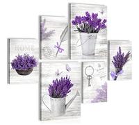 Novart- Tableau Décoration Murale- Country House- Decoration Chambre Salon- Prêt à être Accroché- 6 Cadres 30x40 & 20x30 cm- Violet- N002963a