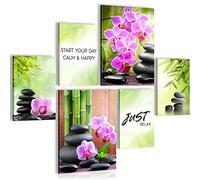 Novart- Tableau Décoration Murale- Feng Shui- Decoration Chambre Salon- Prêt à être Accroché- 6 Cadres 30x40 & 20x30 cm- Vert- N003463a