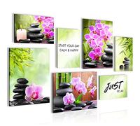 Novart- Tableau Décoration Murale- Feng Shui- Decoration Chambre Salon- Prêt à être Accroché- 7 Cadres de 30x40 & 20x30 cm- Vert- N003471a