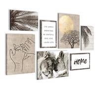 Novart- Tableau Décoration Murale- Give Love- Decoration Chambre Salon- Prêt à être Accroché- 7 Cadres de 30x40 & 20x30 cm- Beige- N018571a