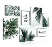 Novart- Tableau Décoration Murale- Let's get Lost- Decoration Chambre Salon- Prêt à être Accroché- 7 Cadres de 30x40 & 20x30 cm- Vert- N014771a