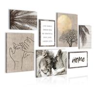 Novart Tableau Décoration Murale Live Love Laugh N018571a 7 Cadres 30x40 & 20x30 cm Prêts Accrocher Impression Toile