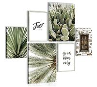 Novart- Tableau Décoration Murale- Nature- Palmiers- Decoration Chambre Salon- Prêt à être Accroché- 6 Cadres 30x40 & 20x30 cm- Vert- N011263a