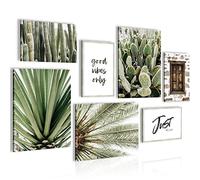Novart- Tableau Décoration Murale- Nature- Palmiers- Decoration Chambre Salon- Prêt à être Accroché- 7 Cadres de 30x40 & 20x30 cm- Vert- N011271a