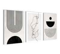 Novart Tableaux Decoration murale Abstraits Personnages Beige Noir - PAS DE CADRE NÉCESSAIRE - Salon Chambre Couloir XXL - N033336a