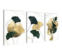 Novart Tableaux Decoration murale Doré Feuilles Jaune Vert - PAS DE CADRE NÉCESSAIRE - Salon Chambre Couloir XXL - N033136b