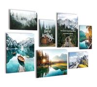 Novart Tableaux Decoration Murale Ensemble Montagnes Naturelles Modernes Tabloeau - PRÊT À ÊTRE ACCROCHÉ - Aucun Cadre Nécessaire - Chambre Salon Cuisine - N028471a