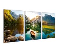 Novart Tableaux Decoration murale Lac Montagnes Paysage Vert - PAS DE CADRE NÉCESSAIRE - Salon Chambre Couloir XXL - N030936b