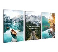 Novart Tableaux Decoration murale Nature Montagnes Lac Paysage - PAS DE CADRE NÉCESSAIRE - Salon Chambre Couloir XXL - N028336a