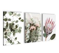 Novart Tableaux Plante De Feuilles Vertes - PRÊT À ÊTRE ACCROCHÉ - Salon Chambre decoration murale - 3 Parties Set Nature - N023030a