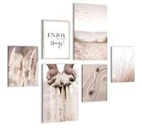 Novart Tableaux - PRÊT À ÊTRE ACCROCHÉ - Tableau decoration murale - Boho Herbe de la pampa Salon Chambre - N003567a