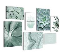 Novart Tableaux - PRÊT À ÊTRE ACCROCHÉ - Tableau decoration murale - Feuilles vertes Salon Chambre - N027471a Calm 100x70cm