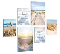 Novart Tableaux - PRÊT À ÊTRE ACCROCHÉ - Tableau decoration murale - Plage Mer Boho Salon Chambre Couloir - N034767b