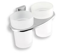 NOVASERVIS METALIA 12 Porte-brosses a dents double, chrome / verre 0257,0