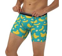 Novastar Boxer long pour homme - Cute Banana Ice Blue Sous-vêtements pour homme avec bande élastique, Noir/blanc, L