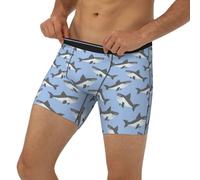 Novastar Boxer long pour homme - Funny Cute Shark Blue Sous-vêtements pour homme avec bande élastique, noir, Large