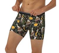 Novastar Boxer long pour homme - Motif hibou et lune - Avec bande élastique, Noir/blanc, XXL