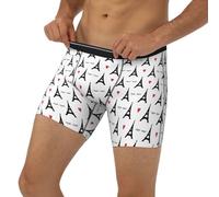 Novastar Boxer long pour homme - Tour Eiffel Œil Cœur Sous-vêtements pour homme avec bande élastique, noir, X-Large
