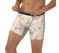 Novastar Caleçon boxeur long pour homme - Cerf, clochettes, lune, sapin de Noël, sous-vêtements pour homme avec bande élastique, noir, Large