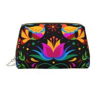 Novastar Grande trousse de maquillage de voyage - Fleur mexicaine Traditional1 Trousse de maquillage en cuir PVC pour femme avec fermeture éclair, trousse de maquillage portable, trousse de toilette