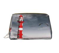 Novastar Grande trousse de maquillage de voyage - Phare 3D dans le surf en cuir PVC pour femme avec fermeture éclair, pochette de maquillage portable, trousse de toilette pour femme