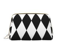 Novastar Grande trousse de maquillage de voyage - Trousse de maquillage en cuir PVC avec fermeture éclair et diamants noirs et blancs pour femme