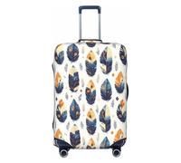 Novastar Housse de protection pour bagages - Housse de valise souple rétro avec plumes colorées imprimées pour valises, noir, 22-24