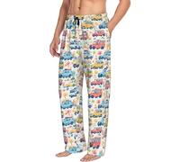 Novastar Pantalon de pyjama pour homme avec poches - Pantalon de voyage doux pour homme - Motif dessin animé - Pour camping-car, SUV, Noir/blanc, S