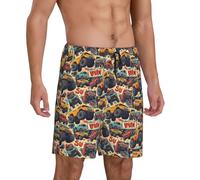 Novastar Pantalon de pyjama pour homme - Voiture de course hors route jaune Short de pyjama confortable pour homme Short de détente pour homme, Noir , 3XL