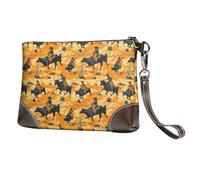 Novastar Petit sac à main pour femme - Cowboys occidentaux Riding Bulls en cuir imprimé portefeuille tendance avec dragonne