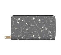 Novastar Portefeuille fin en cuir pour homme et femme - Avec fermeture éclair - Routes d'avion autour du monde