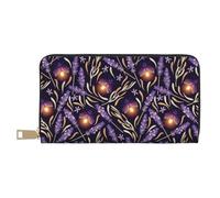 Novastar Portefeuille fin en cuir pour homme et femme - Motif fleurs de lavande avec arrosoir - Portefeuille pour homme et femme avec fermeture éclair