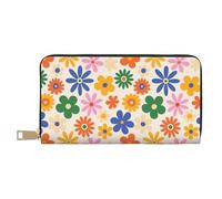 Novastar Portefeuille fin en cuir pour homme et femme - Portefeuille à motif de marguerites groovy pour homme et femme avec fermeture éclair