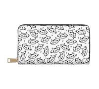 Novastar Portefeuille fin en cuir pour homme et femme - Portefeuille classique en forme de visage de chat pour homme et femme avec fermeture éclair