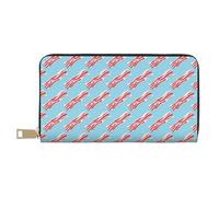 Novastar Portefeuille fin en cuir pour homme et femme - Portefeuille en sergé imprimé bacon bleu pour homme et femme avec fermeture éclair