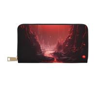 Novastar Portefeuille fin en cuir pour homme et femme - Portefeuille pour cartes de lave rouge avec fermeture éclair pour homme et femme