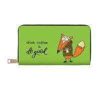 Novastar Portefeuille fin en cuir pour homme et femme - Portefeuille pour cartes « Drink Coffee And Do Good » pour femmes et hommes avec fermeture éclair