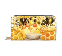 Novastar Portefeuille fin en cuir pour homme et femme - Portefeuille pour cartes Honey Bee pour homme et femme avec fermeture éclair