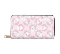 Novastar Portefeuille fin en cuir pour homme et femme - Portefeuille rose avec fermeture éclair et inscription Happy Cute Rabbit Love