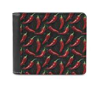 Novastar Portefeuille fin en cuir pour homme - Imprimé Cyber Chili Peppers Petit portefeuille fin à deux volets avec poche avant et porte-cartes