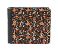 Novastar Portefeuille fin en cuir pour homme - Imprimé floral tête de mort guitare, petit portefeuille fin à deux volets avec poche avant et porte-cartes